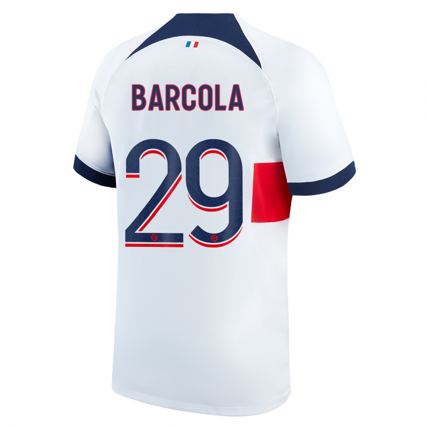 Homme Football Maillot Bradley Barcola #29 Blanc Tenues Extérieur 2023/24 Canada