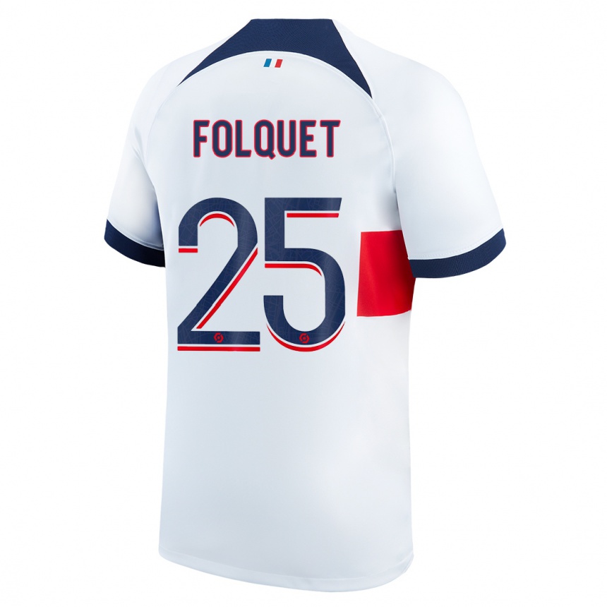 Men  Magnaba Folquet #25 White Away Jersey 2023/24 T-Shirt Canada