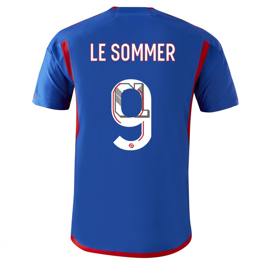 Men  Eugenie Le Sommer #9 Blue Red Away Jersey 2023/24 T-Shirt Canada