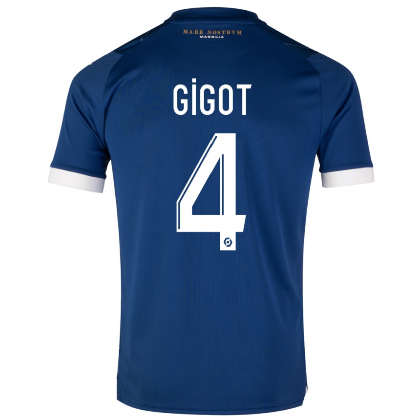 Men  Samuel Gigot #4 Dark Blue Away Jersey 2023/24 T-Shirt Canada