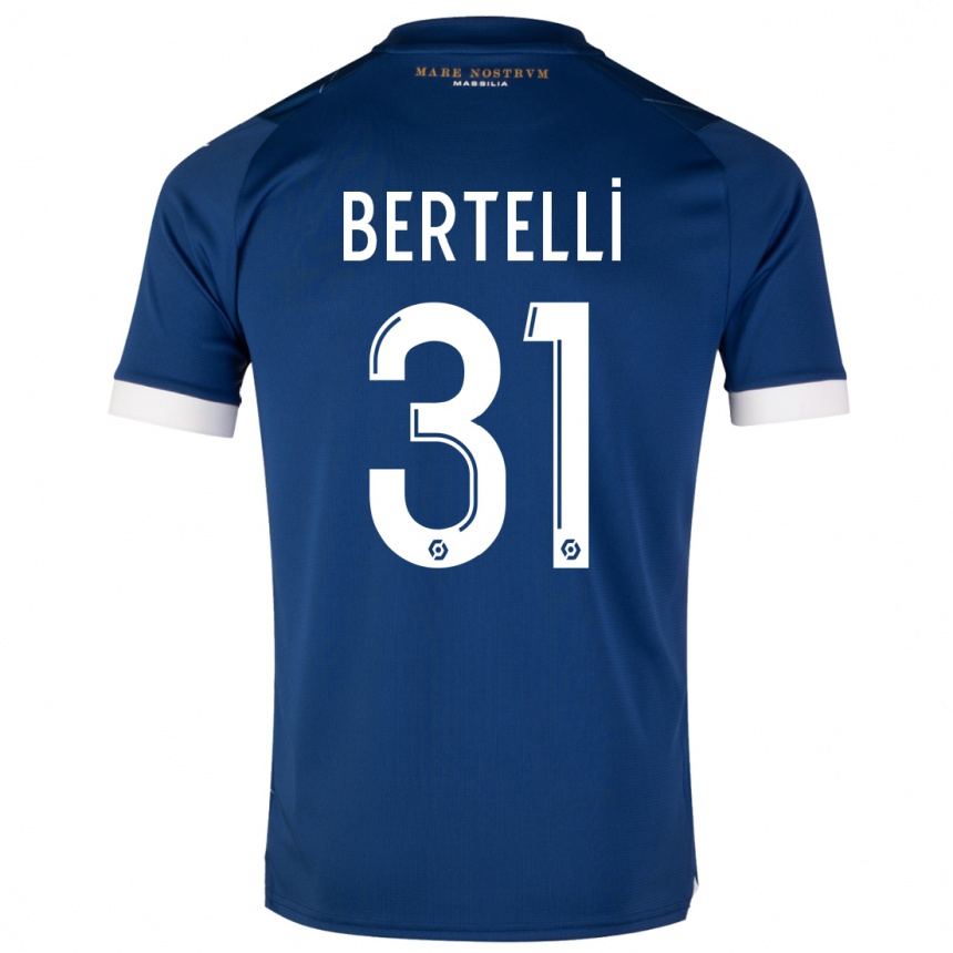 Homme Football Maillot Ugo Bertelli #31 Bleu Foncé Tenues Extérieur 2023/24 Canada