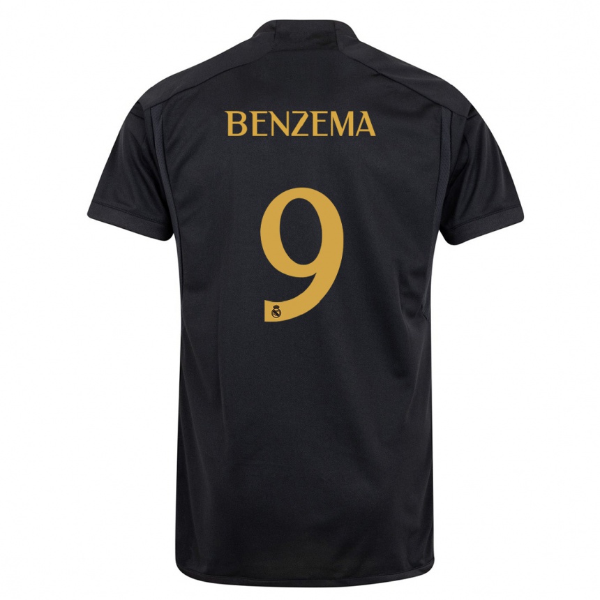 Homme Football Maillot Karim Benzema #9 Noir Troisieme 2023/24 Canada