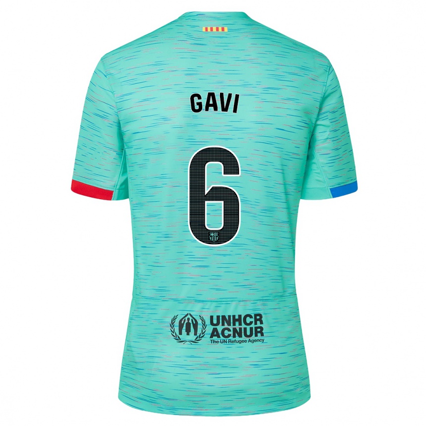 Men  Gavi #6 Light Aqua Third Jersey 2023/24 T-Shirt Canada