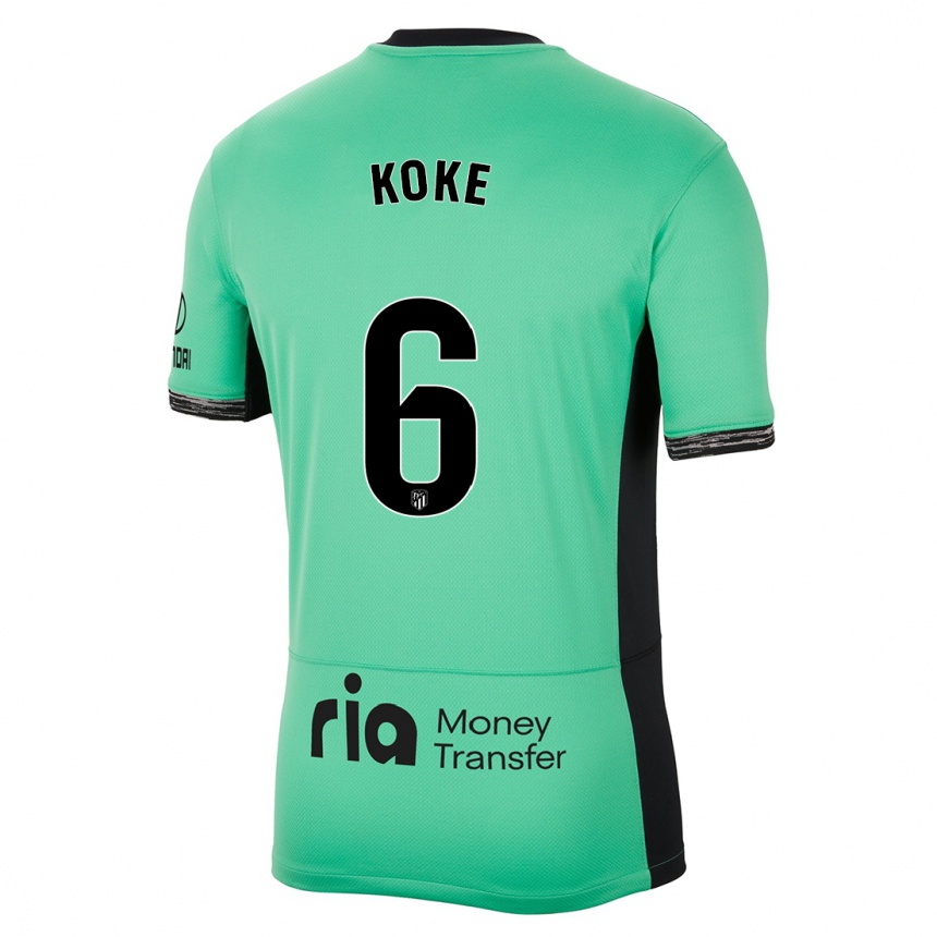 Men  Koke #6 Spring Green Third Jersey 2023/24 T-Shirt Canada