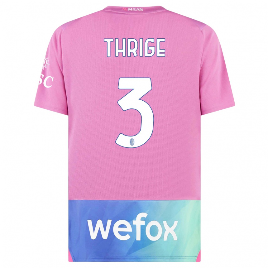 Men  Sara Thrige #3 Pink Purple Third Jersey 2023/24 T-Shirt Canada