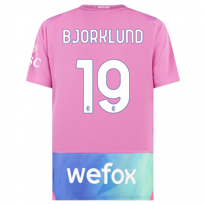 Men  Lukas Bjorklund #19 Pink Purple Third Jersey 2023/24 T-Shirt Canada