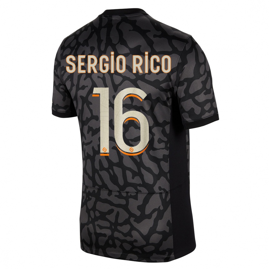 Men  Sergio Rico #16 Black Third Jersey 2023/24 T-Shirt Canada