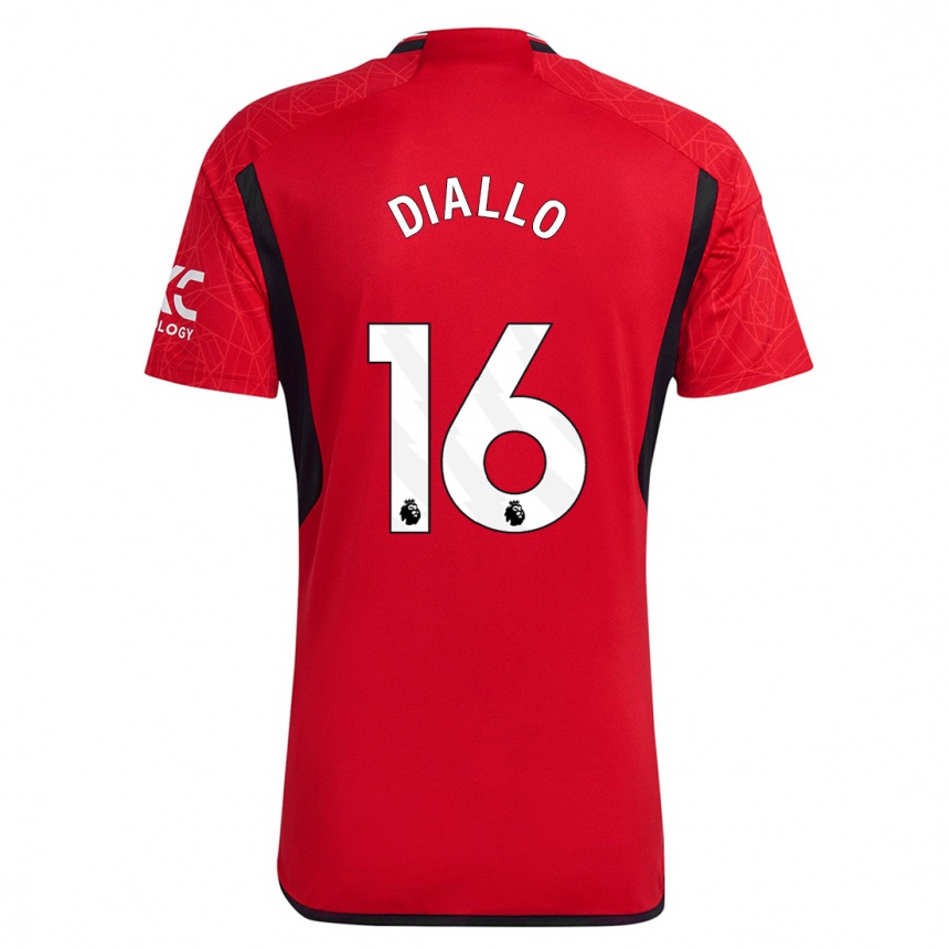 Women  Amad Diallo #16 Red Home Jersey 2023/24 T-Shirt Canada