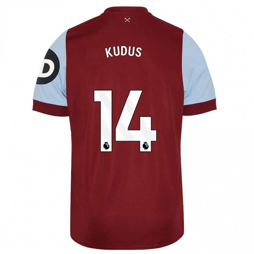 Women  Mohammed Kudus #14 Maroon Home Jersey 2023/24 T-Shirt Canada