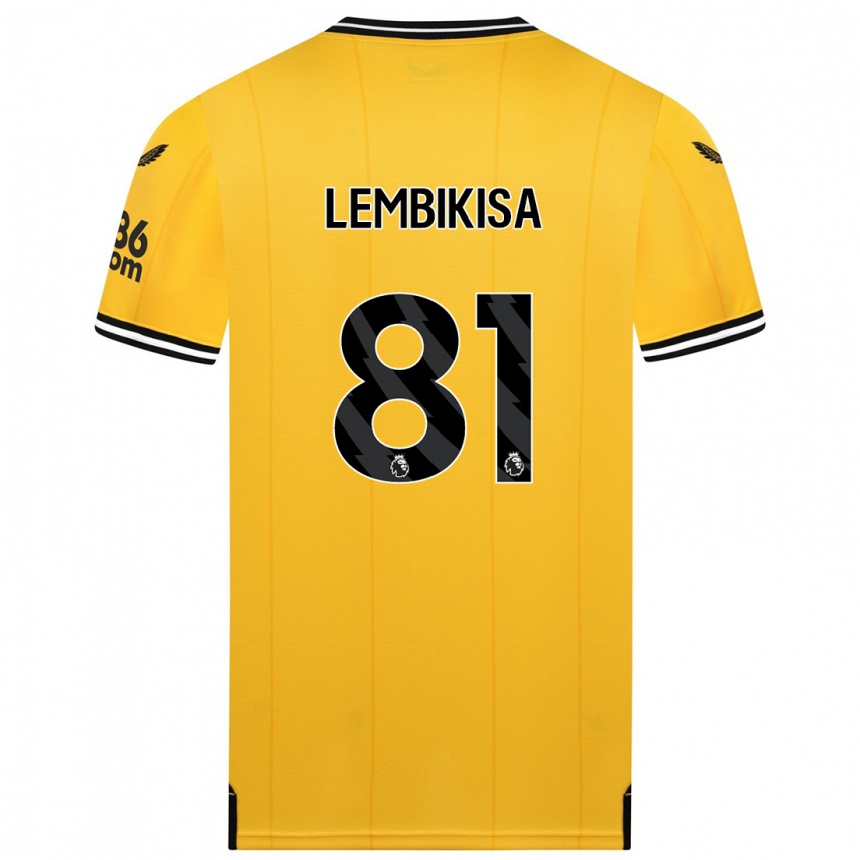 Women  Dexter Lembikisa #81 Yellow Home Jersey 2023/24 T-Shirt Canada