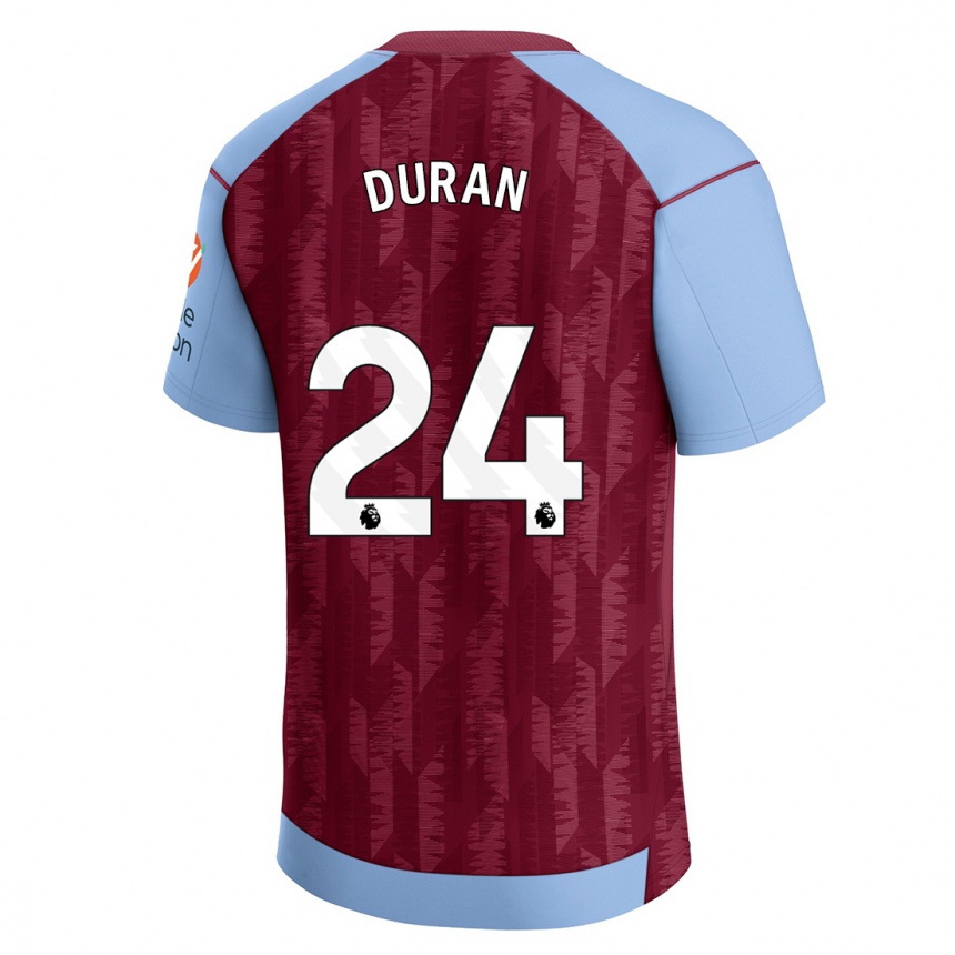 Women  Jhon Durán #24 Claret Blue Home Jersey 2023/24 T-Shirt Canada