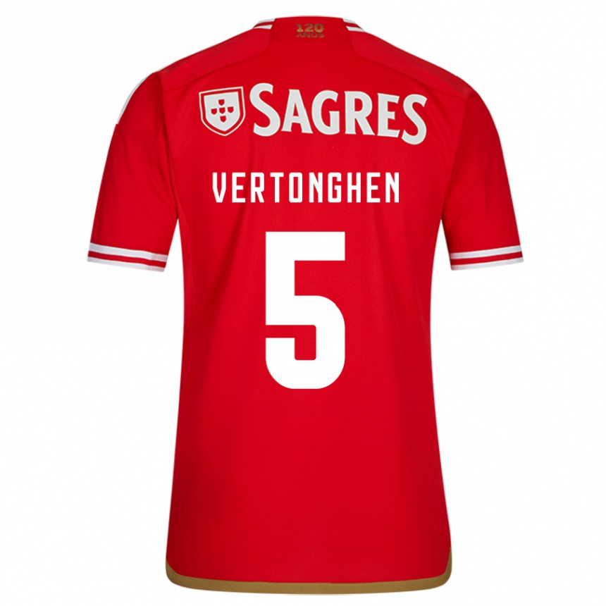 Women  Jan Vertonghen #5 Red Home Jersey 2023/24 T-Shirt Canada