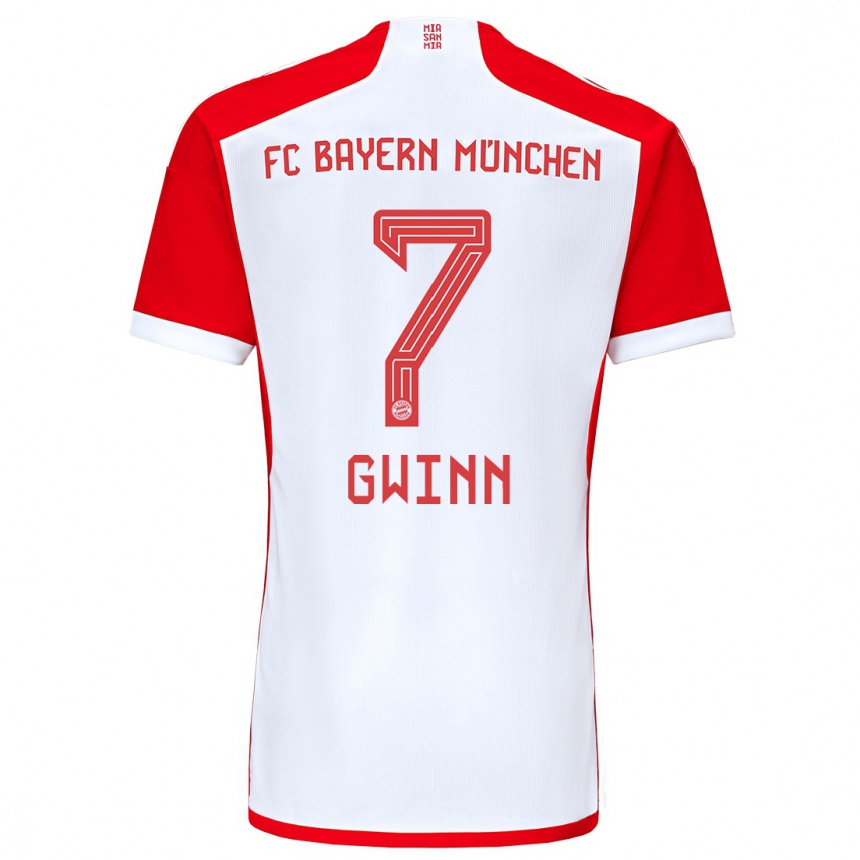 Women  Giulia Gwinn #7 Red White Home Jersey 2023/24 T-Shirt Canada