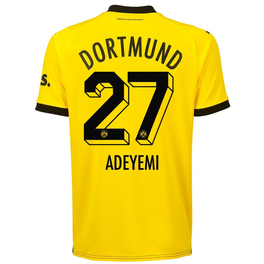 Women  Karim Adeyemi #27 Yellow Home Jersey 2023/24 T-Shirt Canada