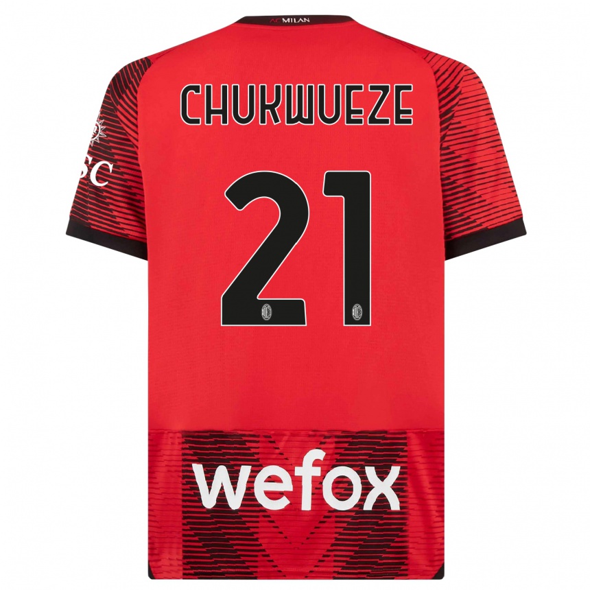 Femme Football Maillot Samuel Chukwueze #21 Rouge Noir Tenues Domicile 2023/24 Canada