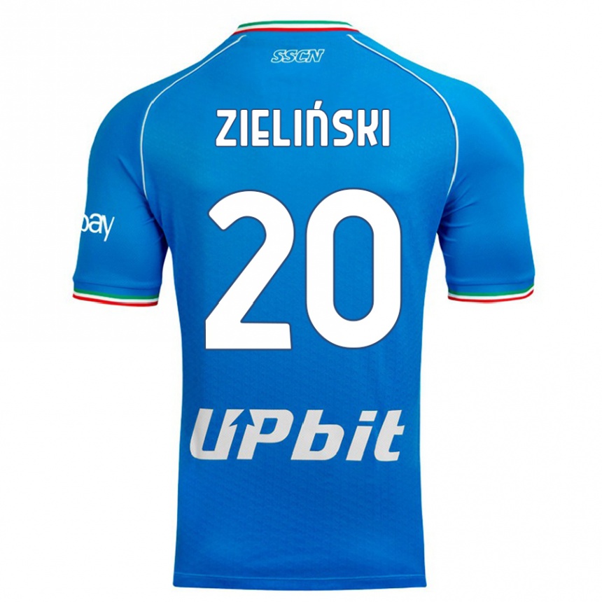 Women  Piotr Zielinski #20 Sky Blue Home Jersey 2023/24 T-Shirt Canada