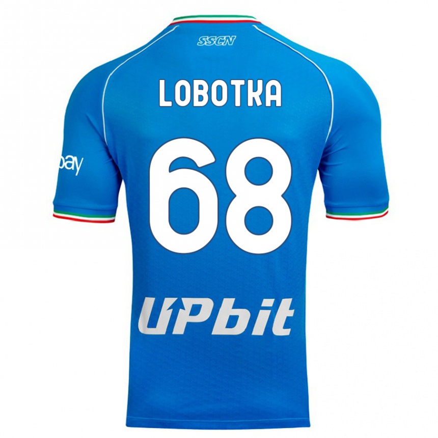 Women  Stanislav Lobotka #68 Sky Blue Home Jersey 2023/24 T-Shirt Canada