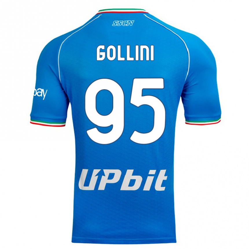 Women  Pierluigi Gollini #95 Sky Blue Home Jersey 2023/24 T-Shirt Canada