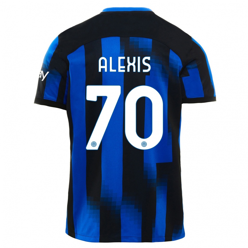 Women  Alexis Sanchez #70 Black Blue Home Jersey 2023/24 T-Shirt Canada