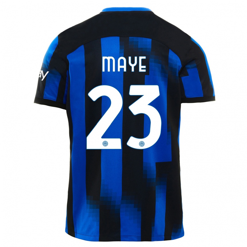 Women  Yvan Maye #23 Black Blue Home Jersey 2023/24 T-Shirt Canada