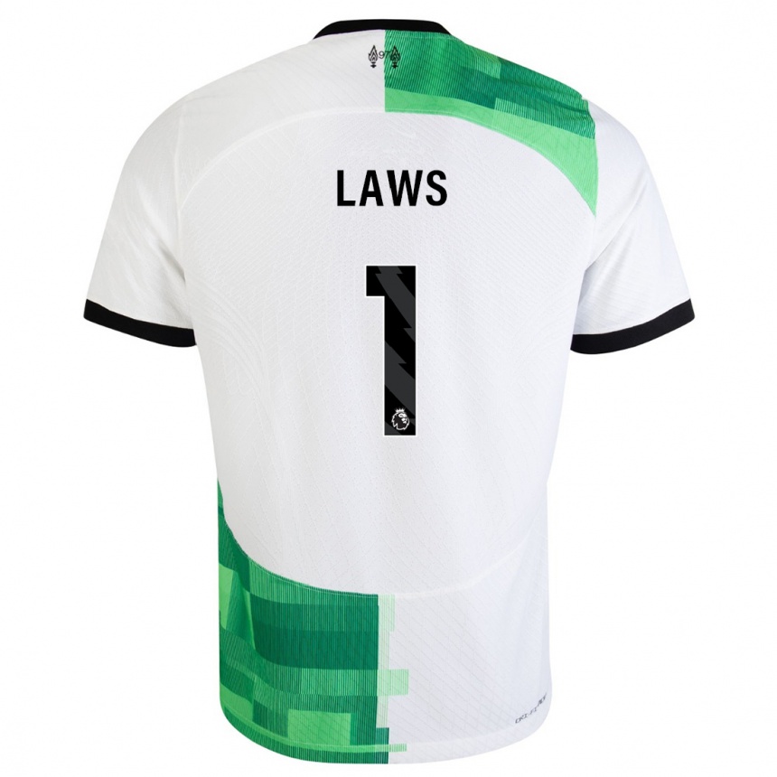 Women  Rachael Laws #1 White Green Away Jersey 2023/24 T-Shirt Canada