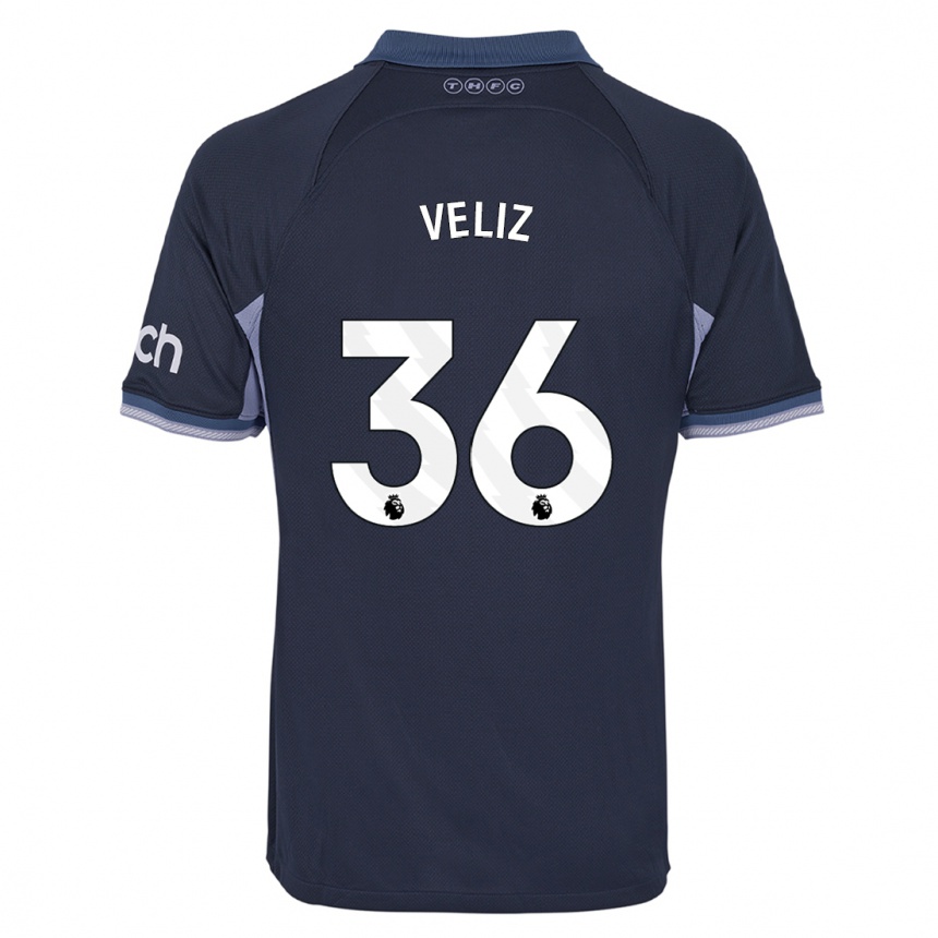 Women  Alejo Véliz #36 Dark Blue Away Jersey 2023/24 T-Shirt Canada