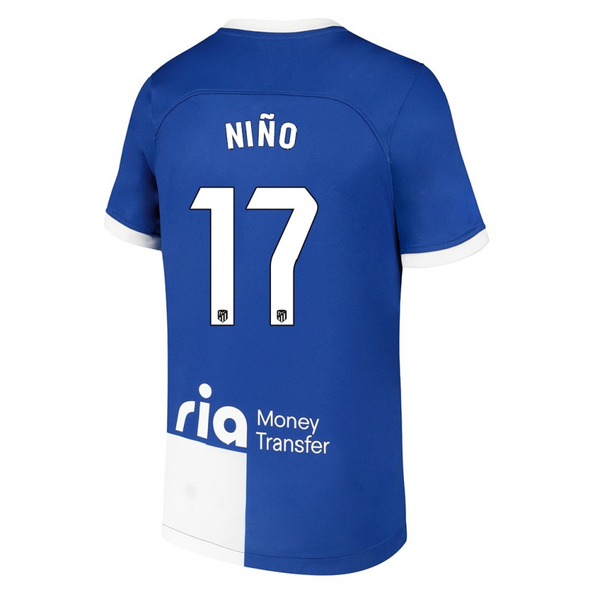 Women  Adrián Niño #17 Blue White Away Jersey 2023/24 T-Shirt Canada