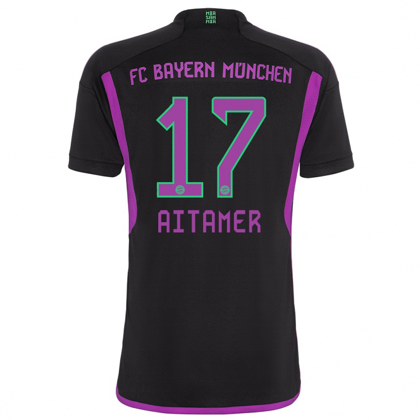 Women  Younes Aitamer #17 Black Away Jersey 2023/24 T-Shirt Canada