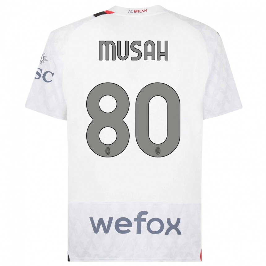 Femme Football Maillot Yunus Musah #80 Blanc Tenues Extérieur 2023/24 Canada