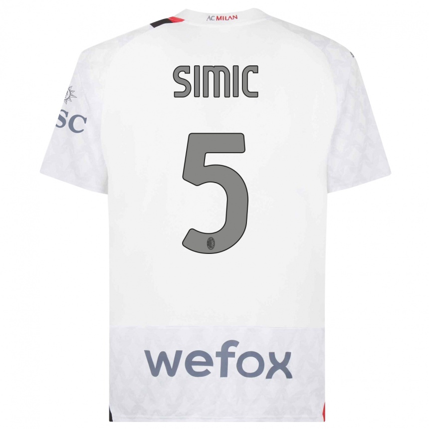 Femme Football Maillot Jan-Carlo Simic #5 Blanc Tenues Extérieur 2023/24 Canada