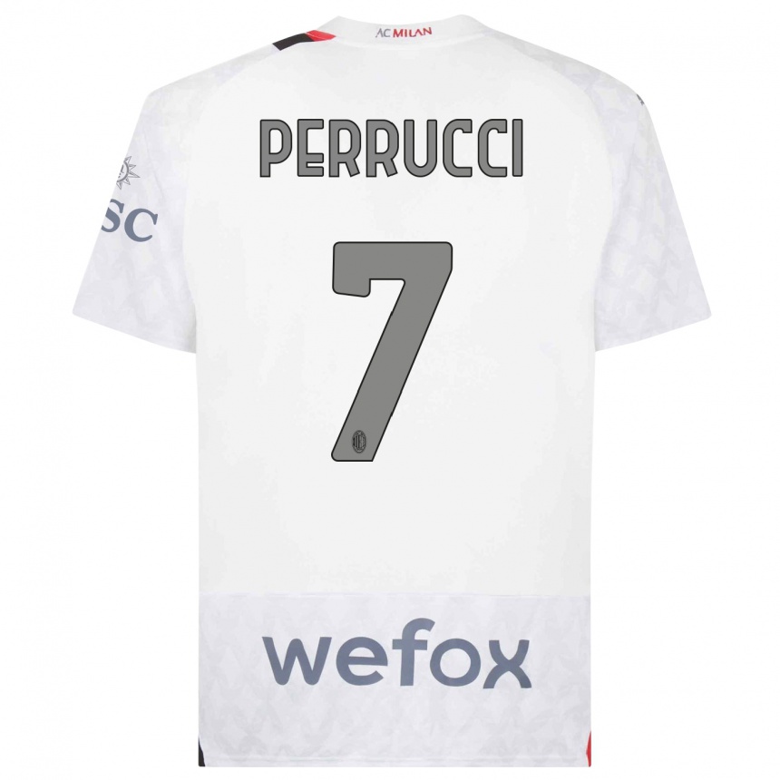 Women  Vincenzo Perrucci #7 White Away Jersey 2023/24 T-Shirt Canada