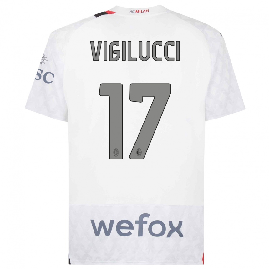 Women  Valery Vigilucci #17 White Away Jersey 2023/24 T-Shirt Canada