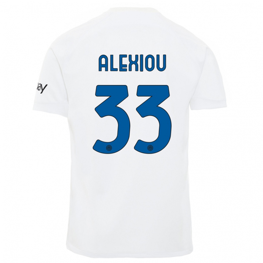 Women  Christos Alexiou #33 White Away Jersey 2023/24 T-Shirt Canada