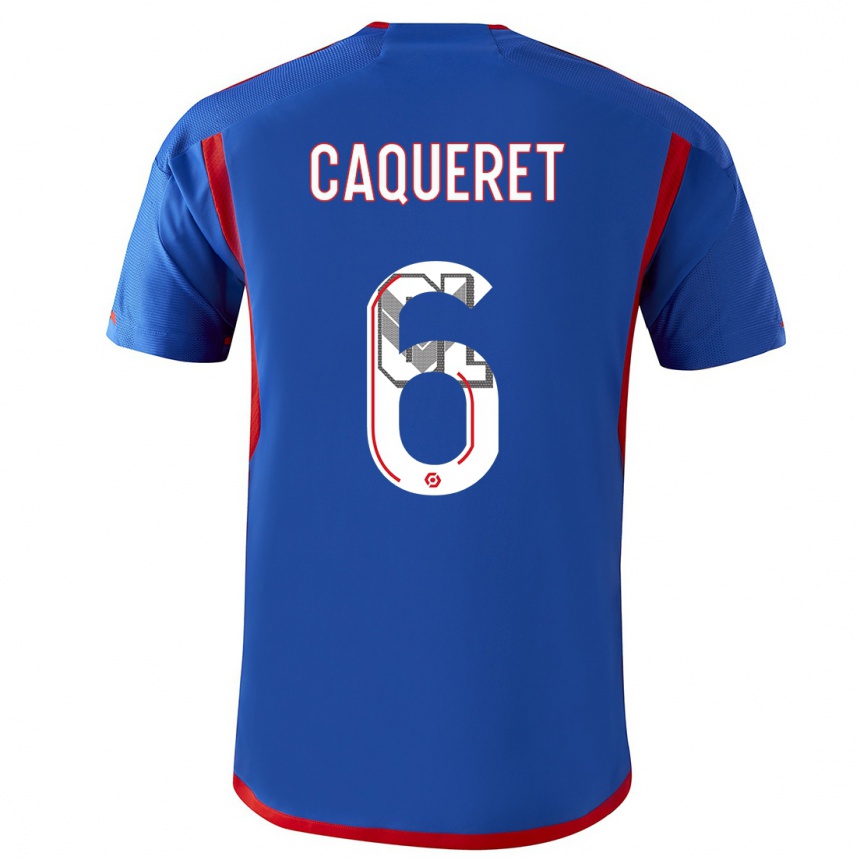 Femme Football Maillot Maxence Caqueret #6 Bleu Rouge Tenues Extérieur 2023/24 Canada