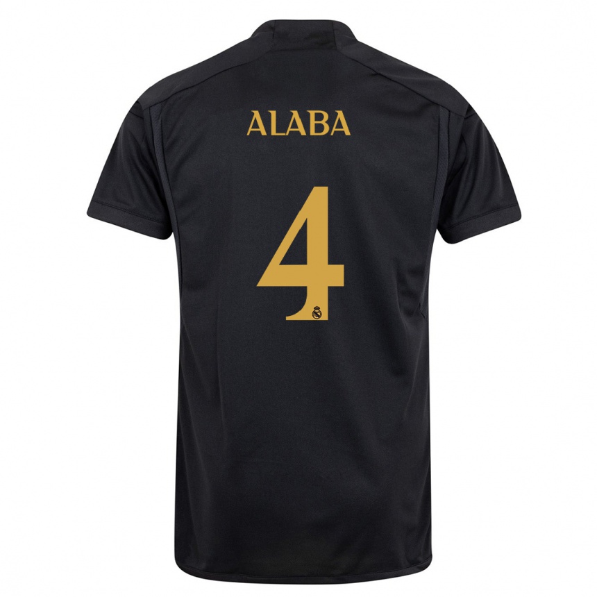 Women  David Alaba #4 Black Third Jersey 2023/24 T-Shirt Canada