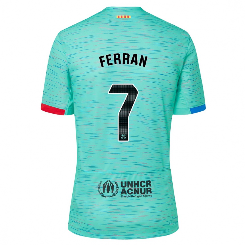 Women  Ferran Torres #7 Light Aqua Third Jersey 2023/24 T-Shirt Canada