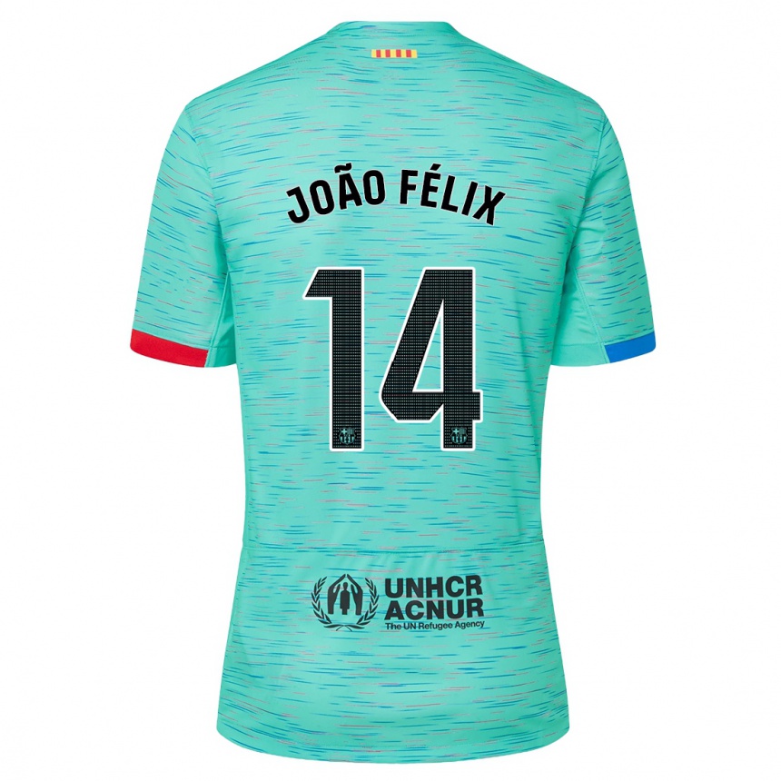 Women  Joao Felix #14 Light Aqua Third Jersey 2023/24 T-Shirt Canada