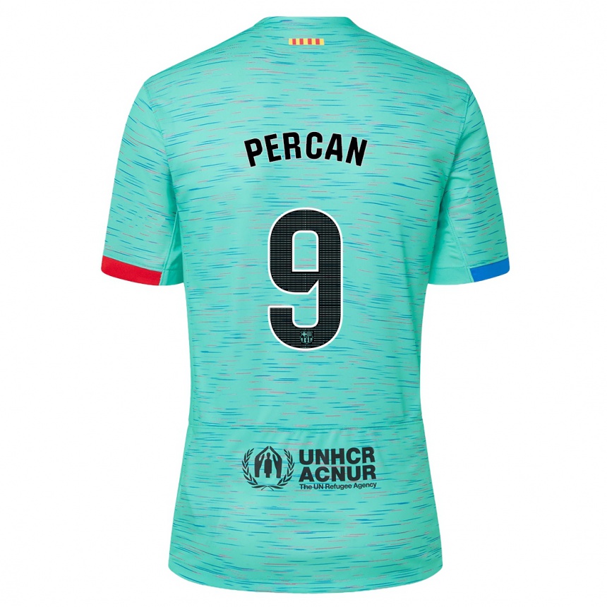 Women  Diego Percan #9 Light Aqua Third Jersey 2023/24 T-Shirt Canada