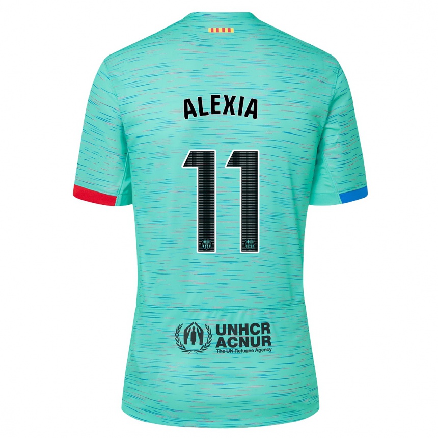 Women  Alexia Putellas #11 Light Aqua Third Jersey 2023/24 T-Shirt Canada