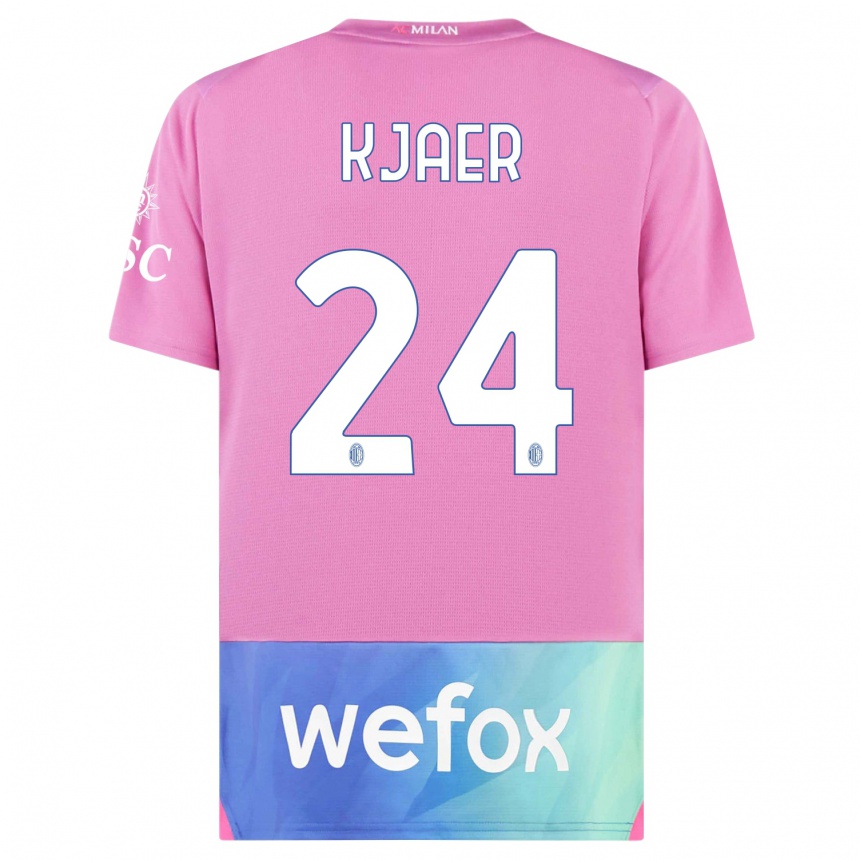 Women  Simon Kjaer #24 Pink Purple Third Jersey 2023/24 T-Shirt Canada