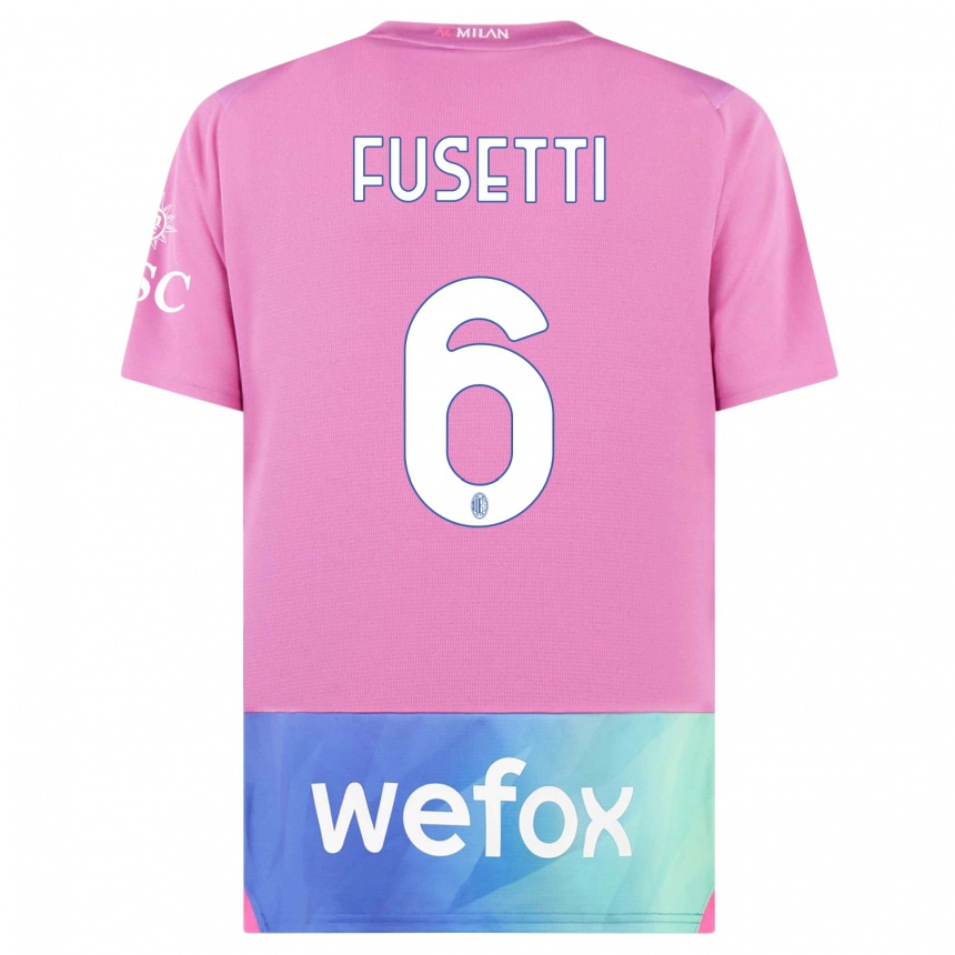 Women  Laura Fusetti #6 Pink Purple Third Jersey 2023/24 T-Shirt Canada