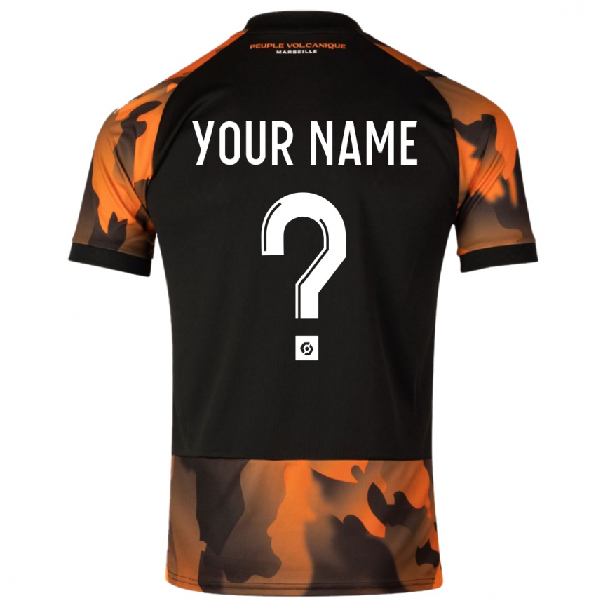 Femme Football Maillot Votre Nom #0 Noir Orange Troisieme 2023/24 Canada