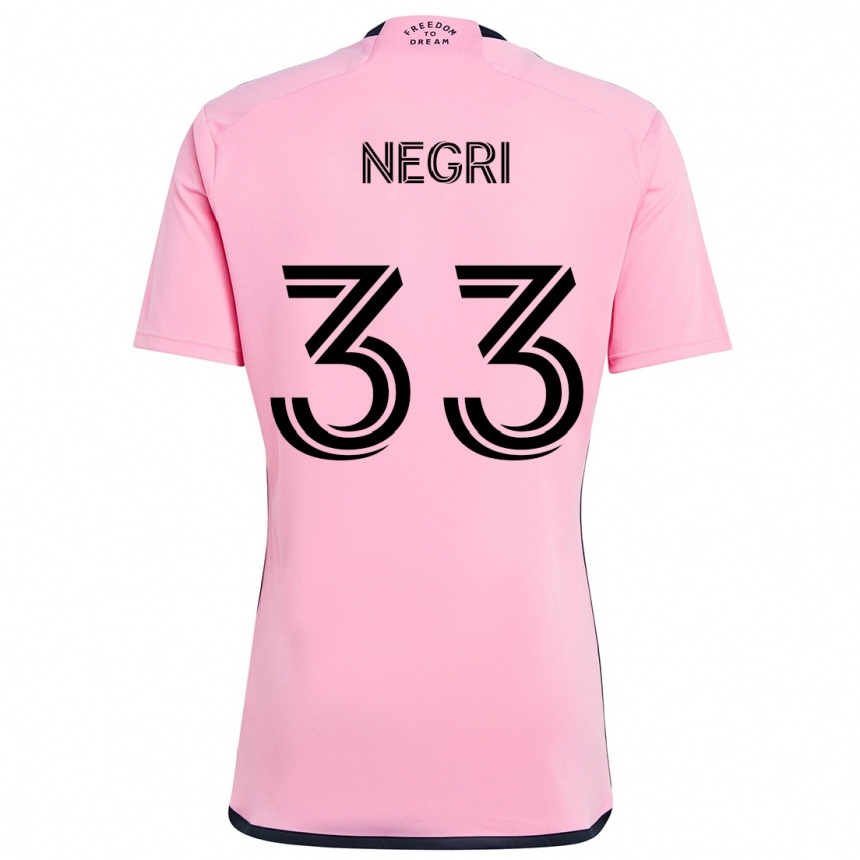 Kids Football Franco Negri #33 Pink Home Jersey 2024/25 T-Shirt Canada