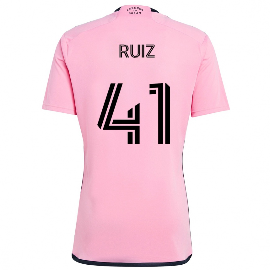 Kids Football David Ruíz #41 Pink Home Jersey 2024/25 T-Shirt Canada