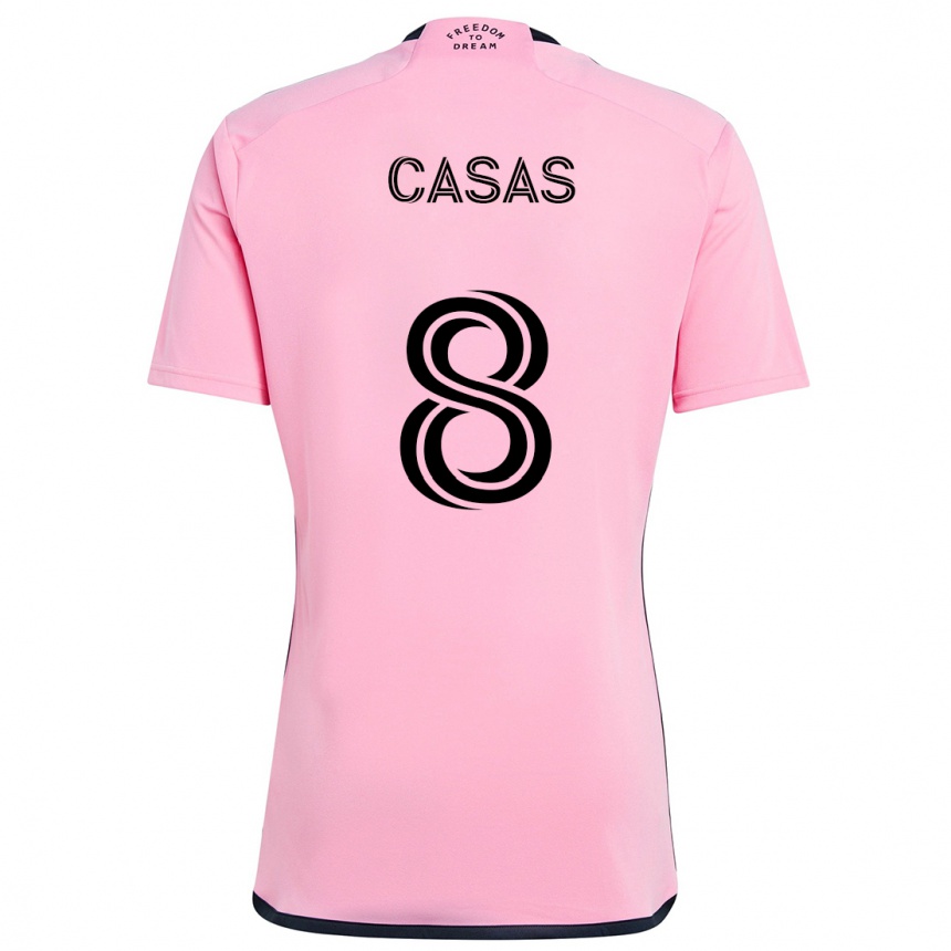 Kids Football Pep Casas #8 Pink Home Jersey 2024/25 T-Shirt Canada