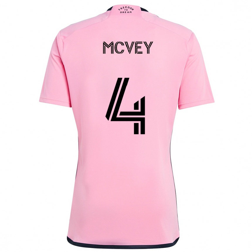 Kids Football Christopher Mcvey #4 Pink Home Jersey 2024/25 T-Shirt Canada