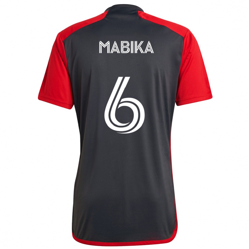 Enfant Football Maillot Aimé Mabika #6 Rouge Gris Tenues Domicile 2024/25 Canada