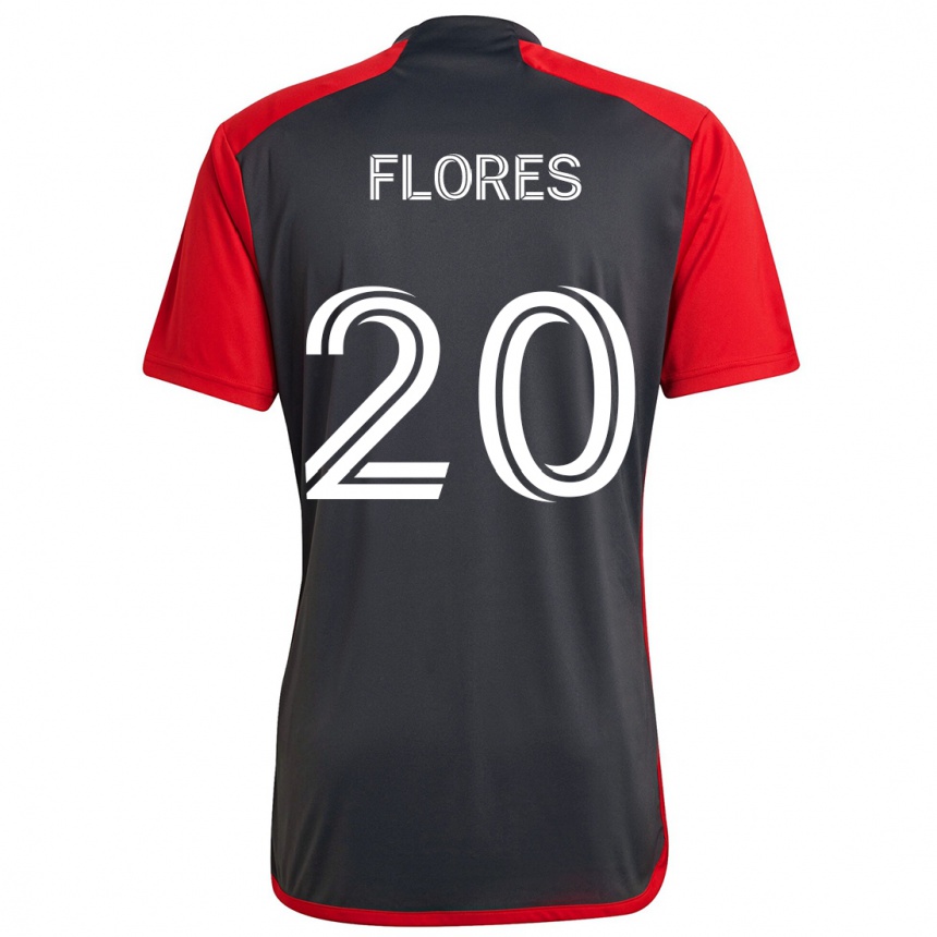 Enfant Football Maillot Deybi Flores #20 Rouge Gris Tenues Domicile 2024/25 Canada