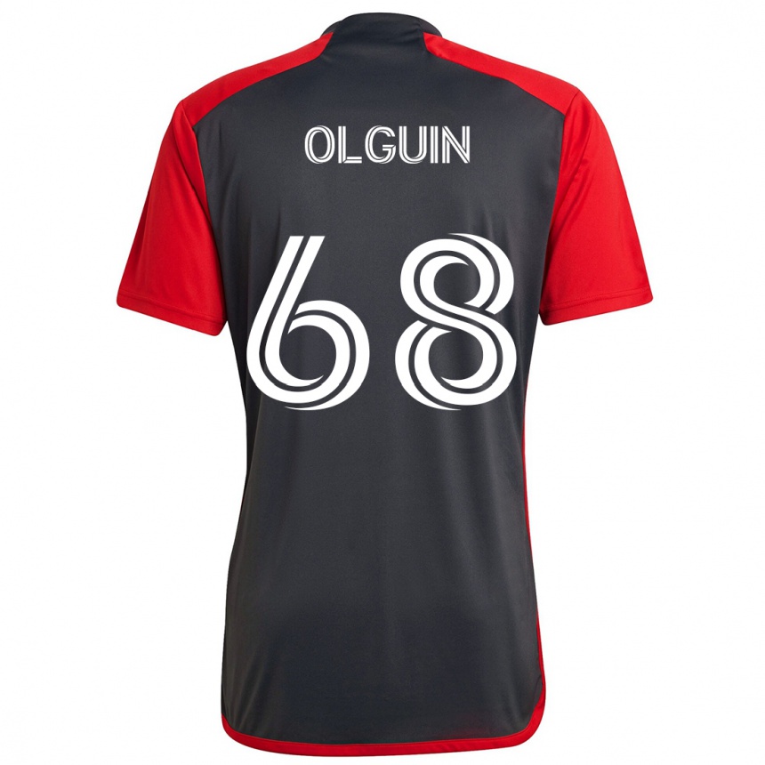 Enfant Football Maillot Lucas Olguin #68 Rouge Gris Tenues Domicile 2024/25 Canada