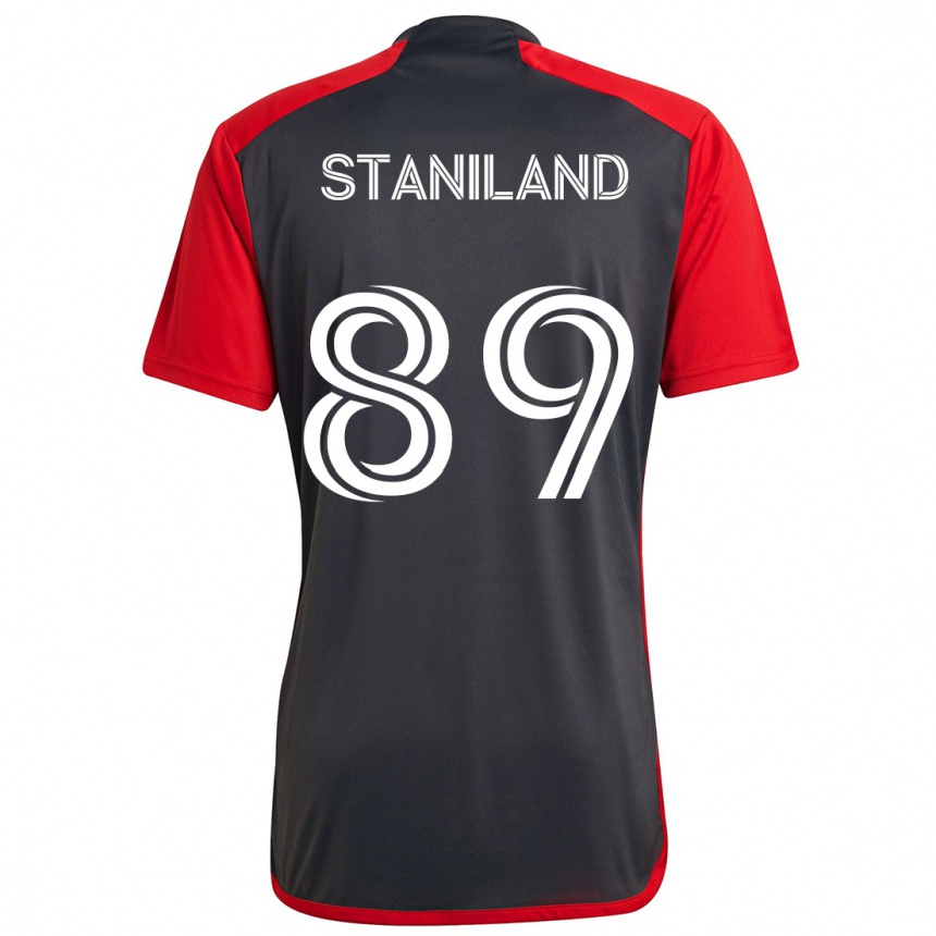 Enfant Football Maillot Charlie Staniland #89 Rouge Gris Tenues Domicile 2024/25 Canada